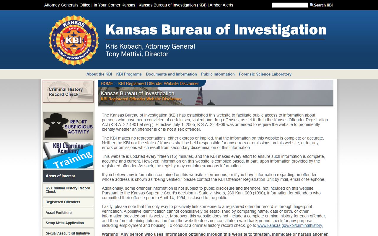 Osborne County arrest records and court charges KBI registered offender search