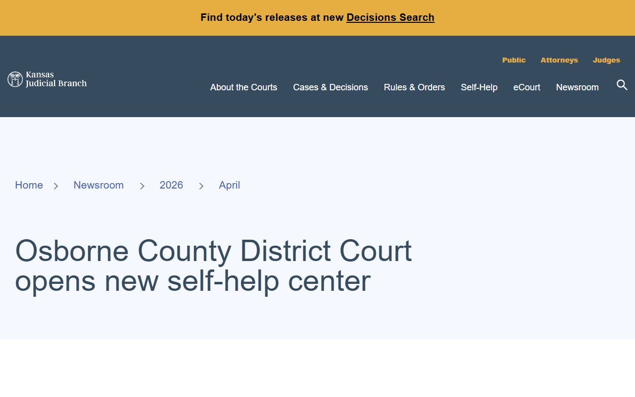 Osborne County court dockets self-help center notice