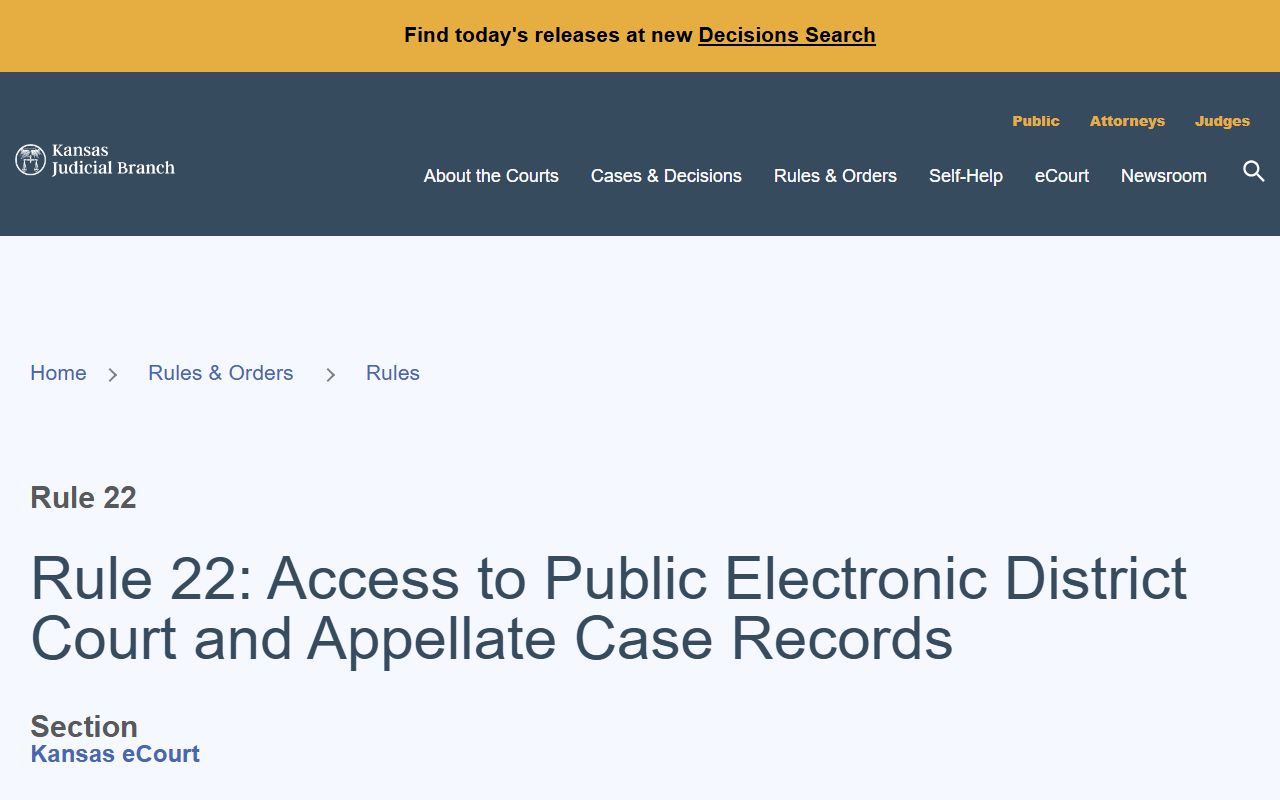 Osborne County court records Kansas Supreme Court Rule 22