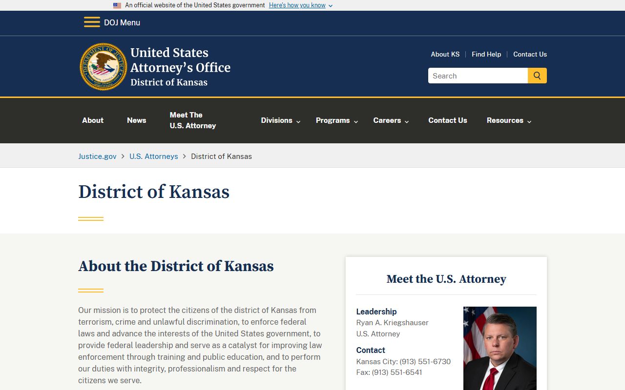 Osborne County District Court and U.S. Attorney District of Kansas source