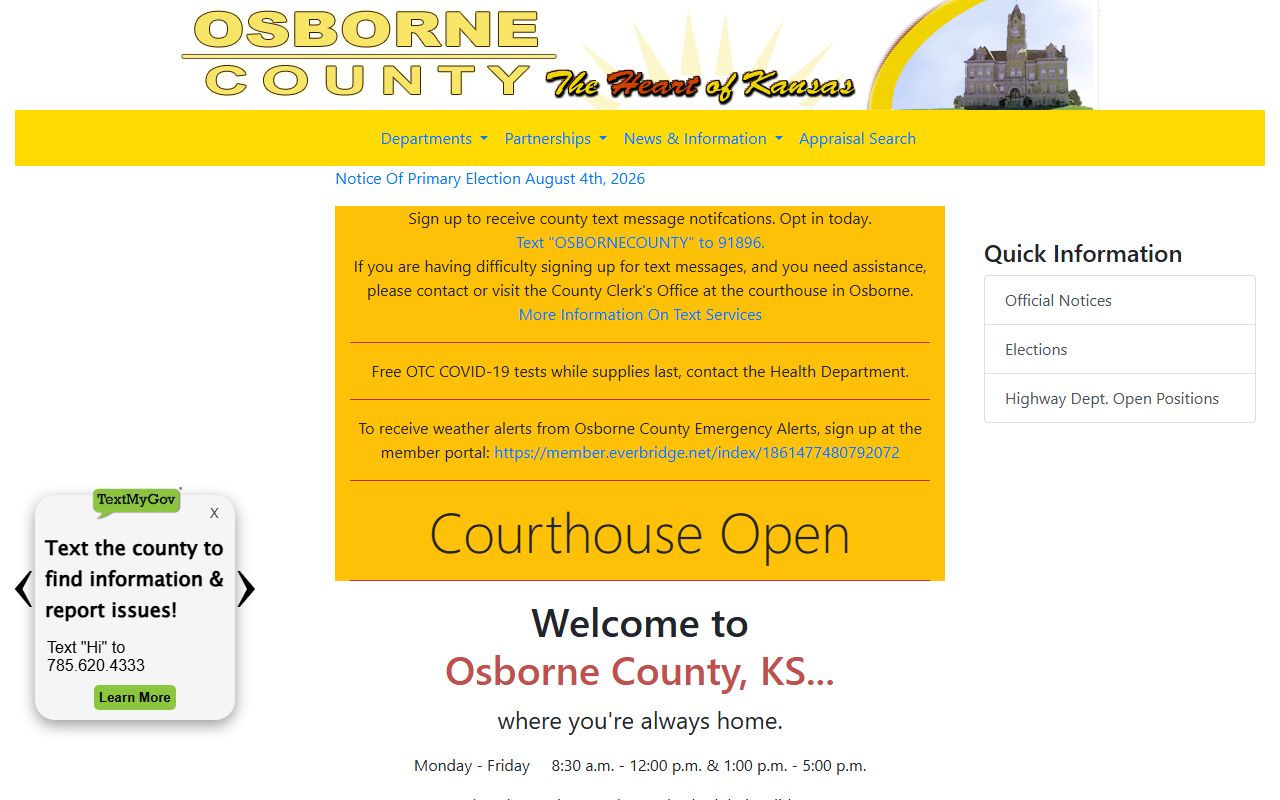 Osborne County Court records official county homepage