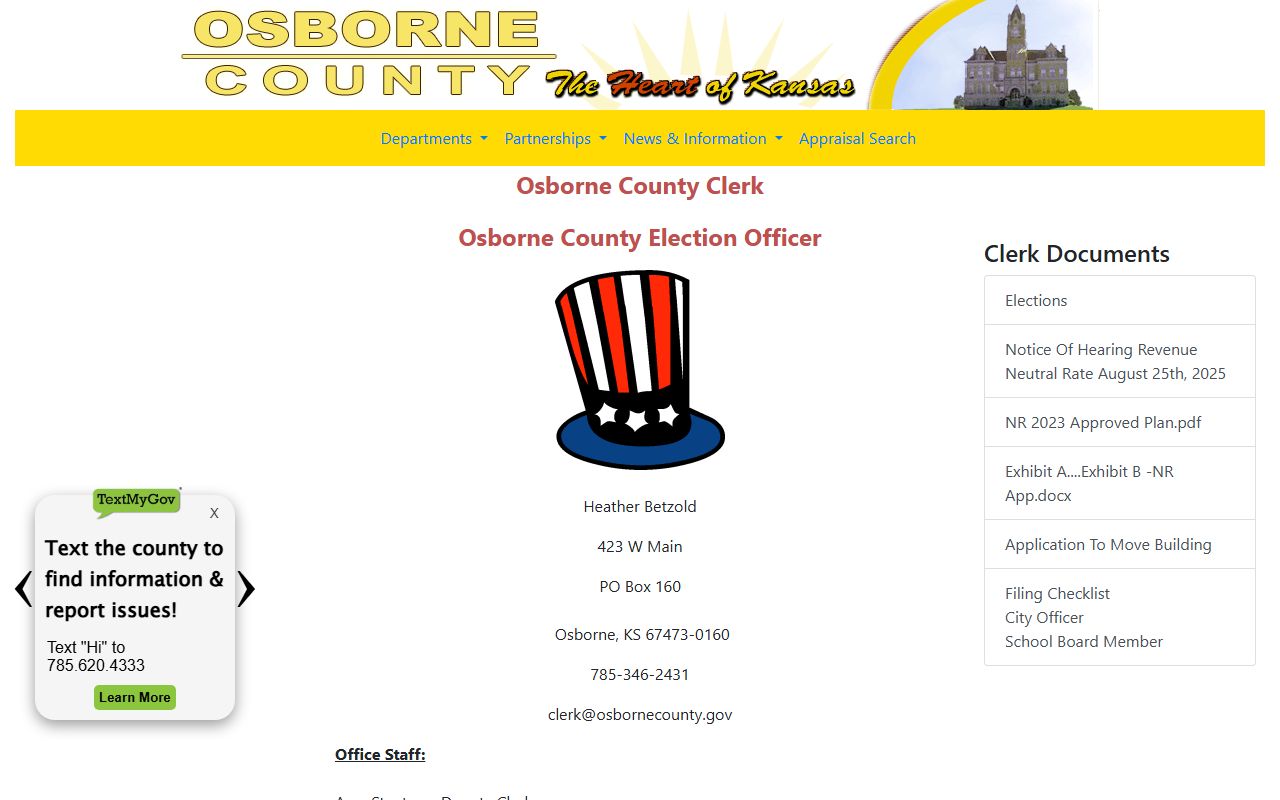 Osborne County Court records County Clerk office page