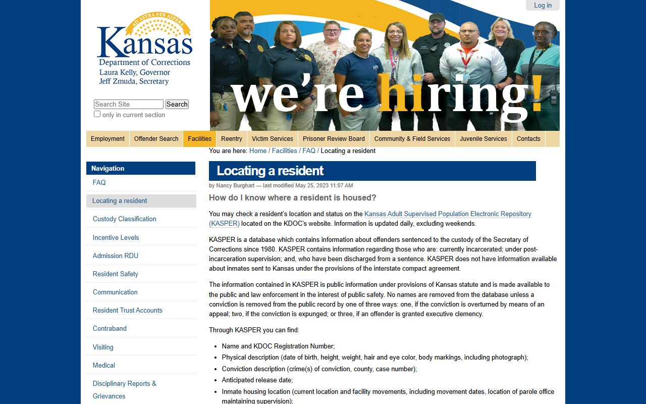 Osborne County inmate search KDOC locating resident guidance