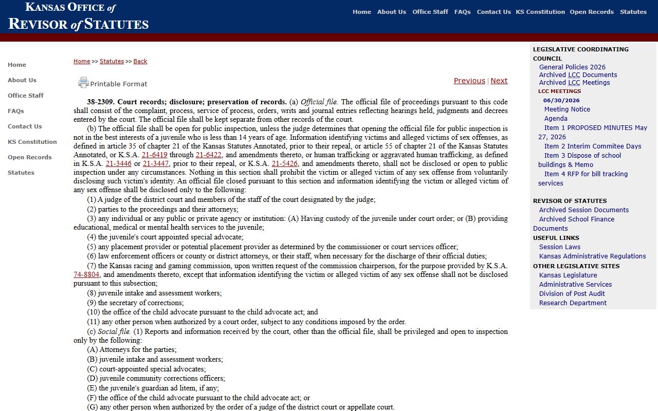 Osborne County probate records and Kansas juvenile records access limits