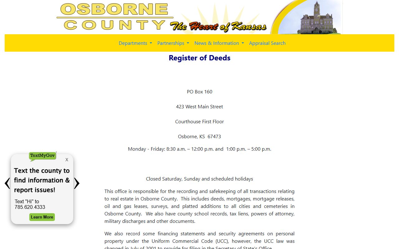 Osborne County probate records and Register of Deeds courthouse records