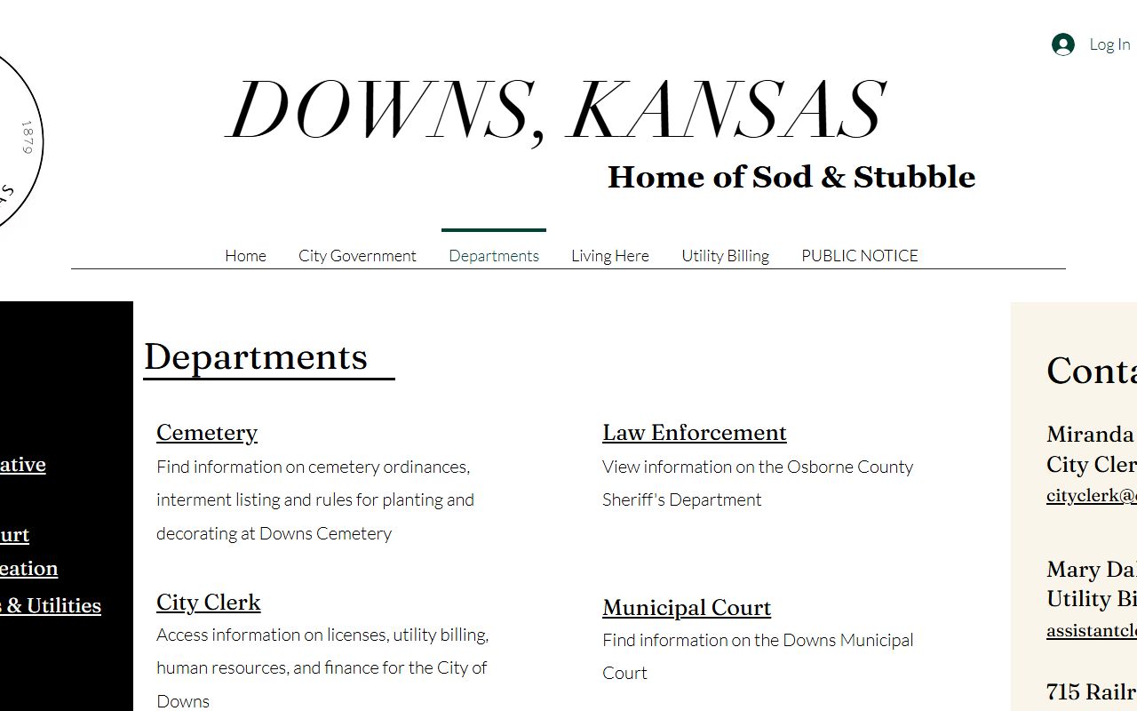 Osborne County traffic court records City of Downs departments