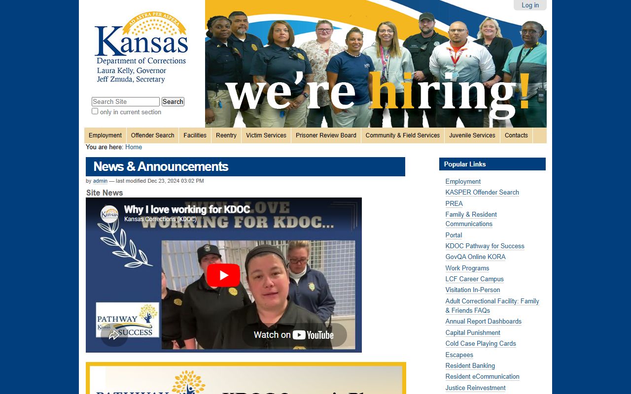 Osborne County warrant search Kansas Department of Corrections supervision resource